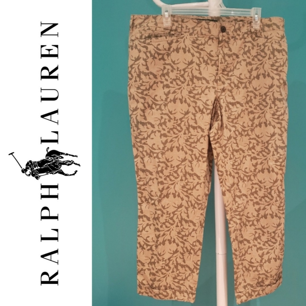 Lauren Ralph Lauren Green Patterned Cotton Pants Size 16